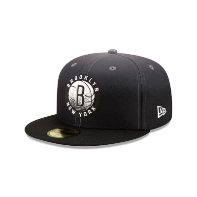 Black Brooklyn Nets Hat - New Era NBA Back Half 59FIFTY Fitted Caps USA7165380